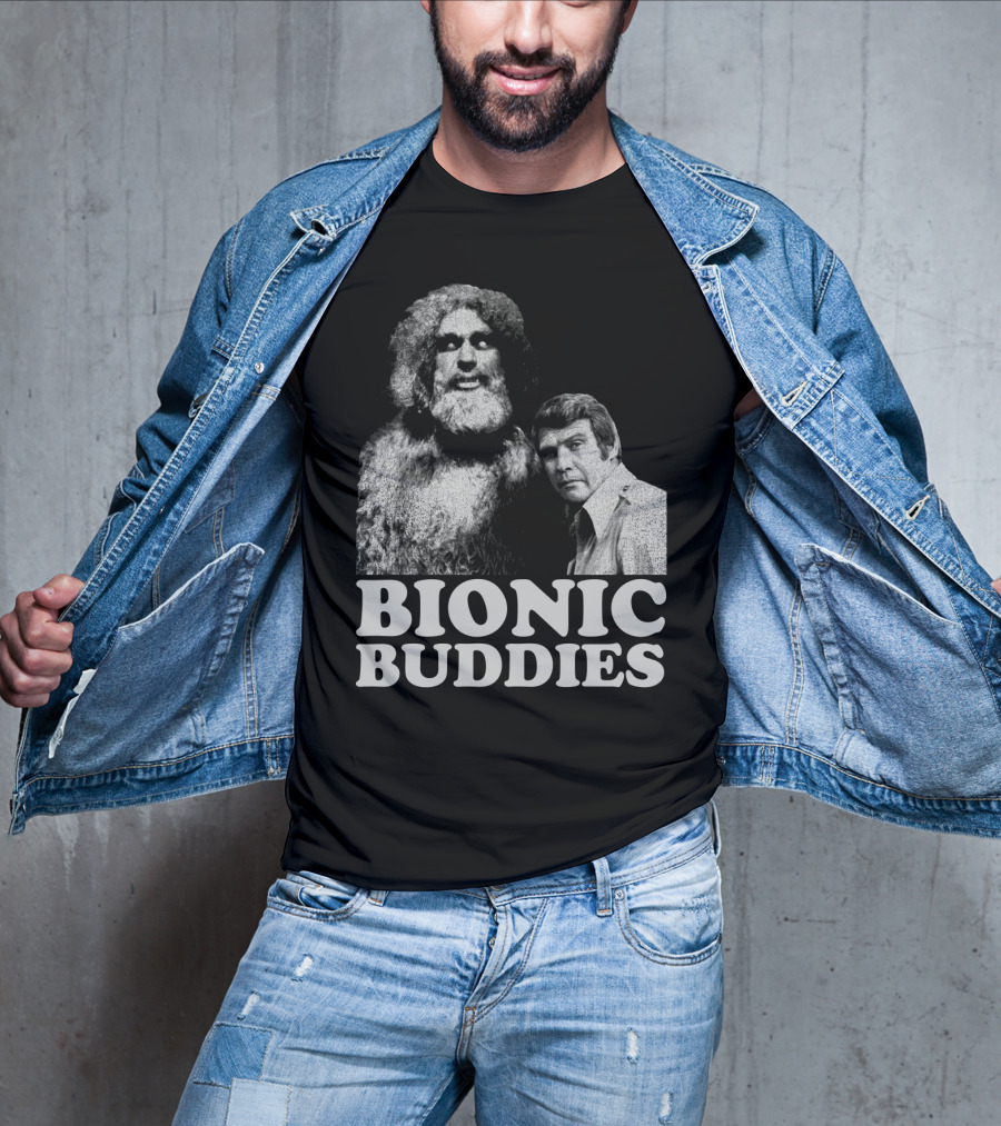 Six Million Dollar Man Bionic Buddies Retro TV Show Iconic Duo T-Shirt