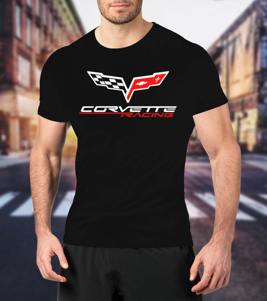 Corvette Racing Checkered Flag And Emblem T-Shirt