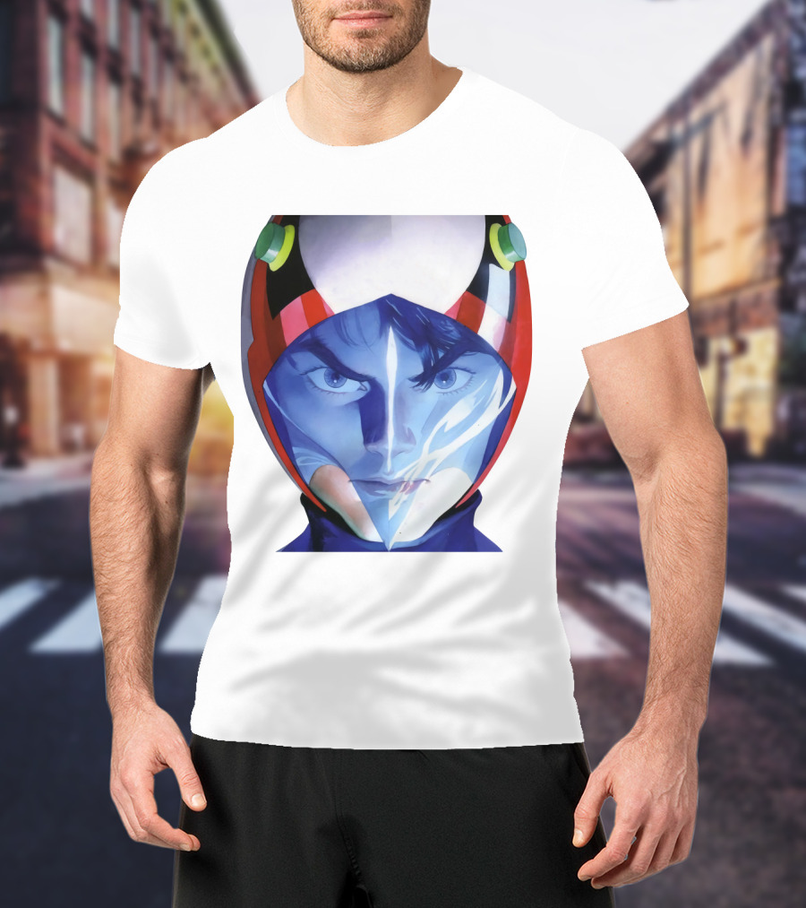 Battle Of The Planets GuideBook Helmet Face Close-Up T-Shirt