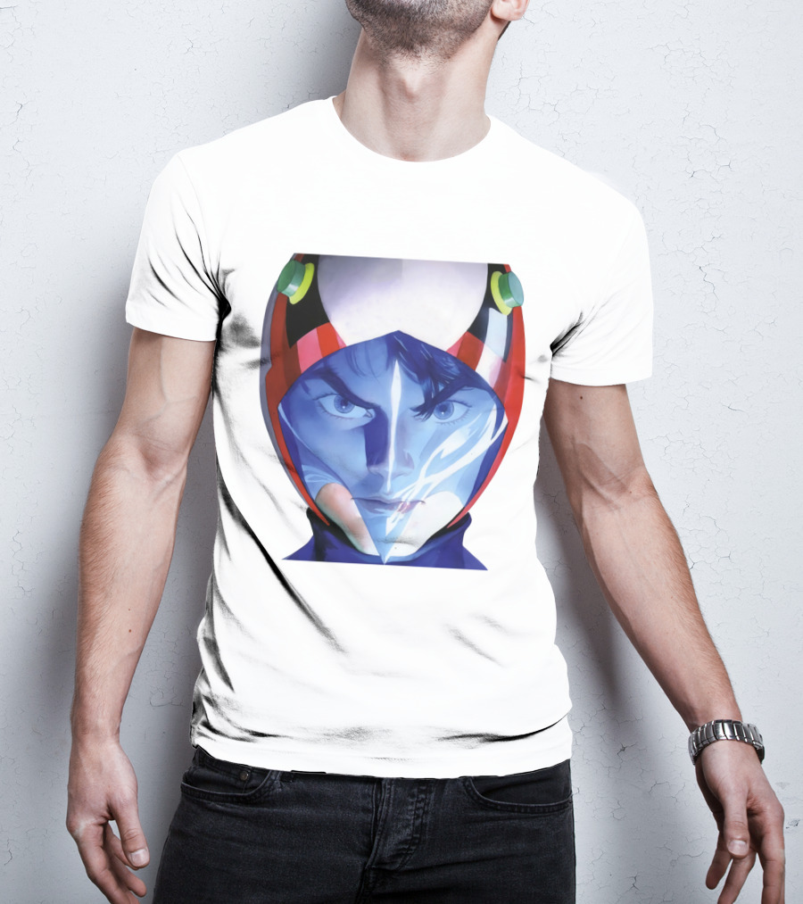 Battle Of The Planets GuideBook Helmet Face Close-Up T-Shirt