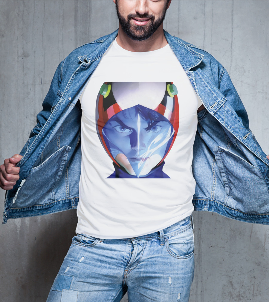 Battle Of The Planets GuideBook Helmet Face Close-Up T-Shirt