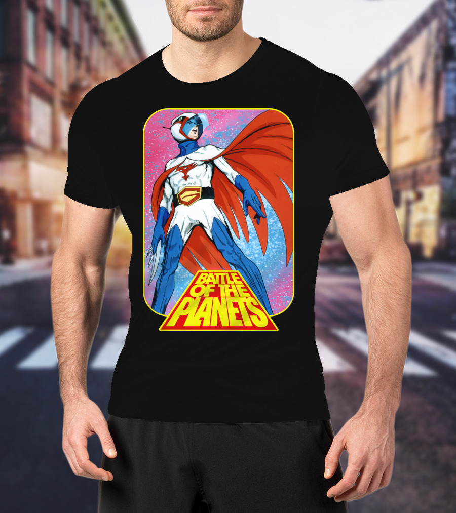 Battle Of The Planets G-Force Heroic Stance In Space Background T-Shirt