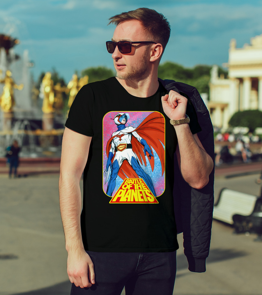 Battle Of The Planets G-Force Heroic Stance In Space Background T-Shirt