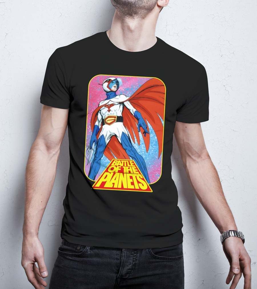Battle Of The Planets G-Force Heroic Stance In Space Background T-Shirt
