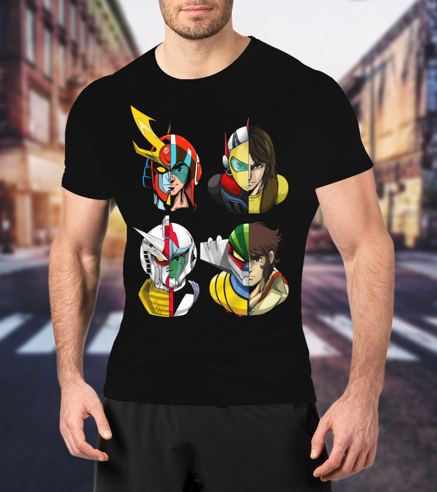 Duke Fleed Jeeg Gundam Daitarn Iconic Mecha Heroes Fusion T-Shirt