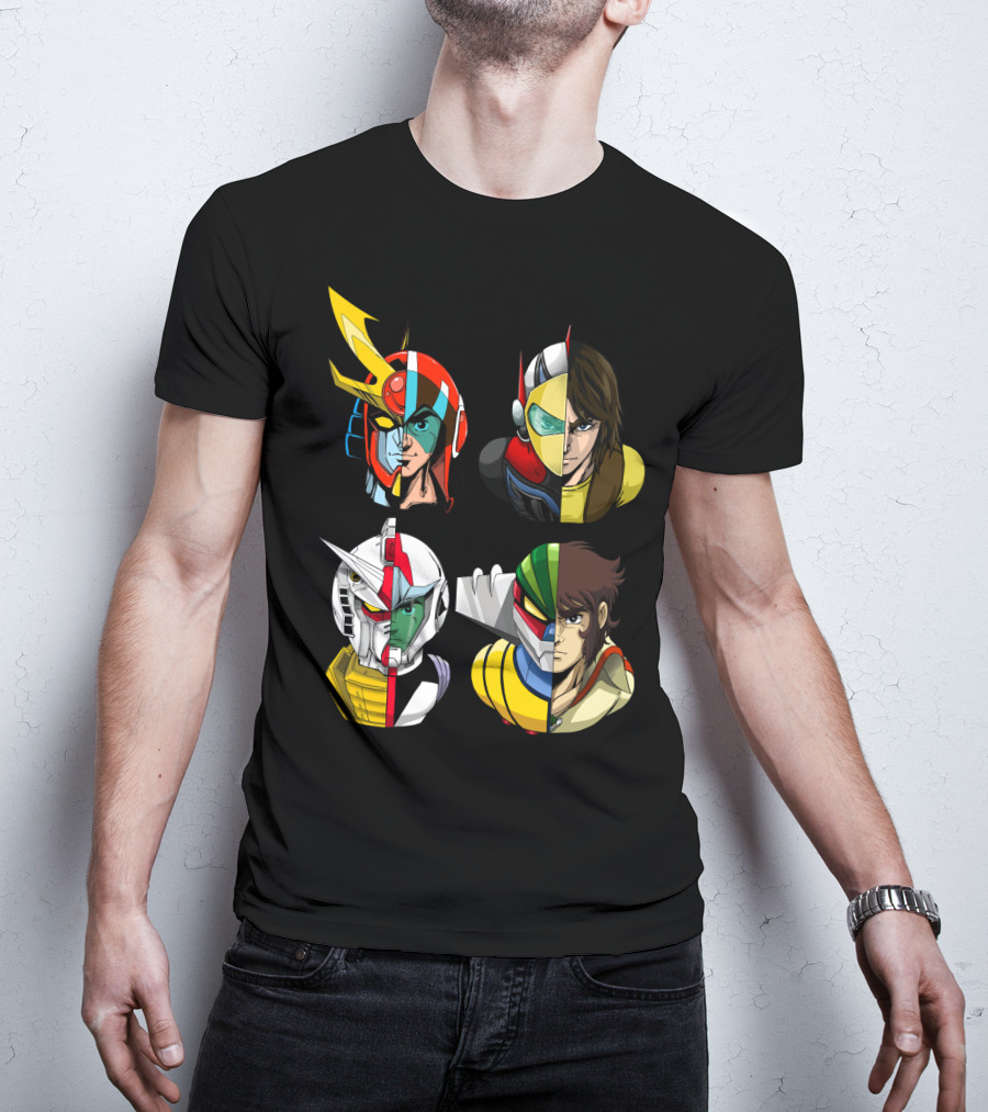 Duke Fleed Jeeg Gundam Daitarn Iconic Mecha Heroes Fusion T-Shirt