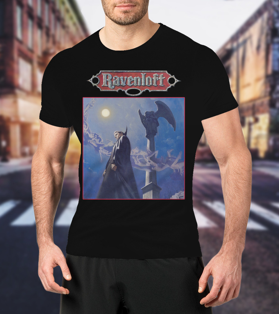 Ravenloft Dungeons And Dragons Vampire Castle Full Moon Gothic T-Shirt