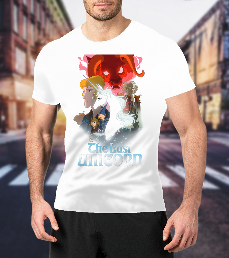 The Last Unicorn Animated Fantasy Characters And Red Bull Face T-Shirt