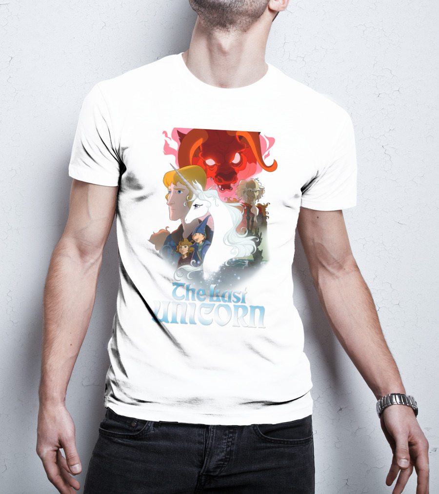 The Last Unicorn Animated Fantasy Characters And Red Bull Face T-Shirt