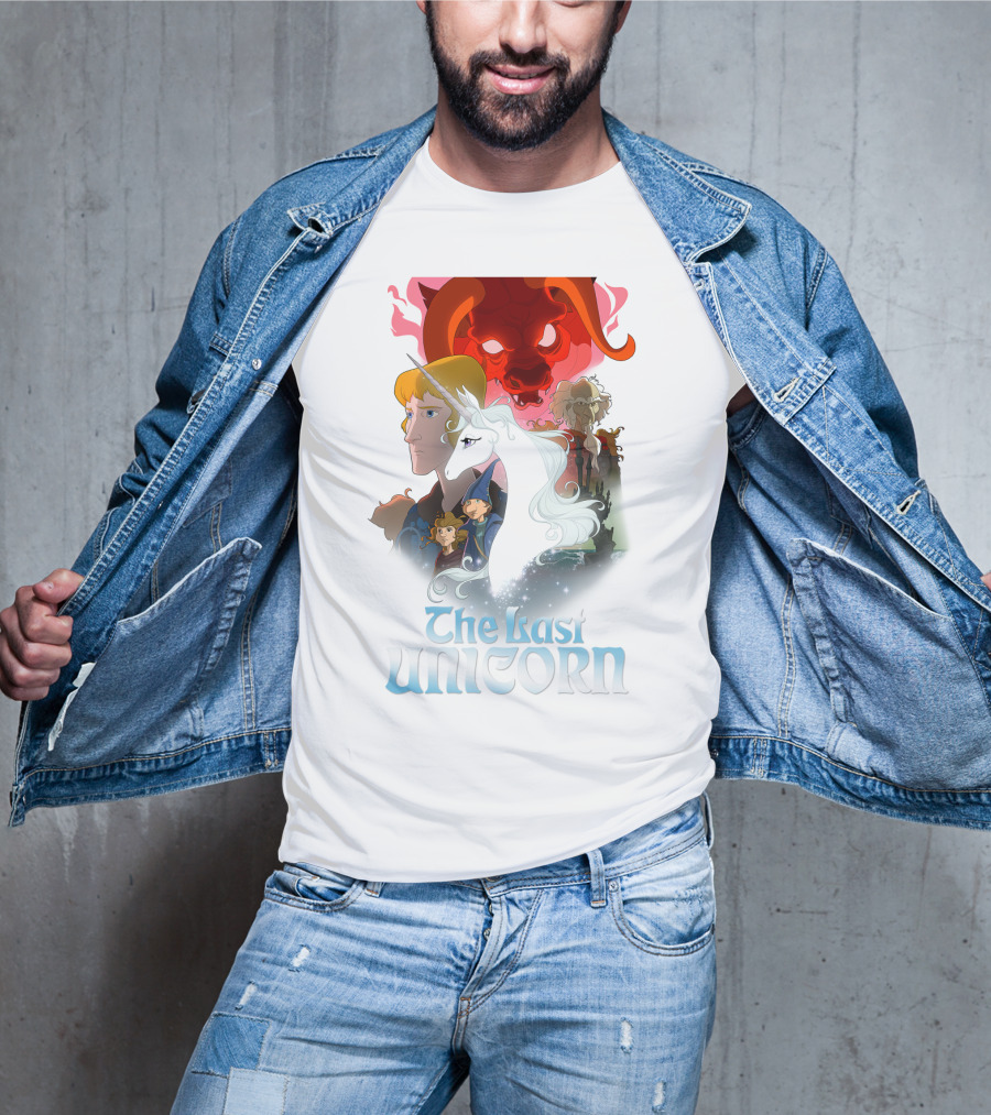 The Last Unicorn Animated Fantasy Characters And Red Bull Face T-Shirt