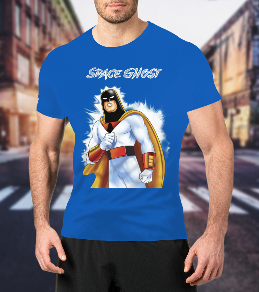 Space Ghost Classic Character With Dynamic Pose And Iconic Heroic T-Shirt