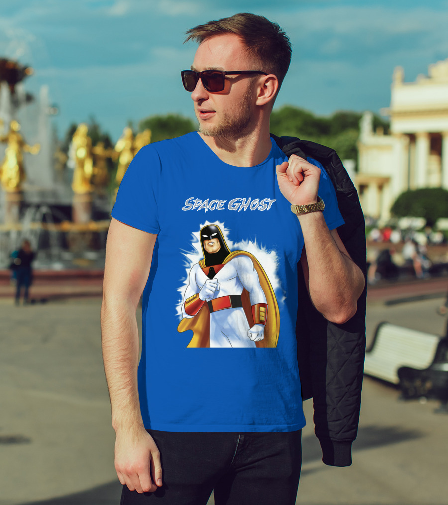 Space Ghost Classic Character With Dynamic Pose And Iconic Heroic T-Shirt