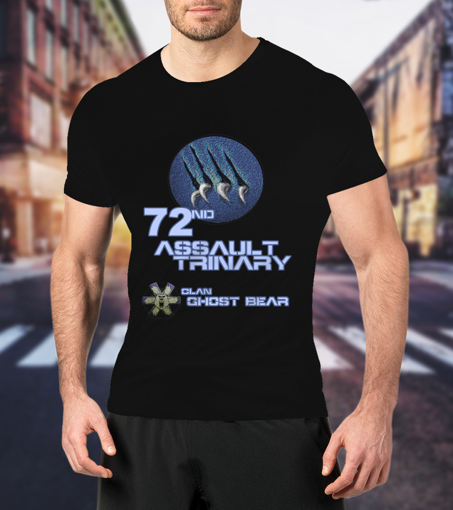 72nd Assault Trinary Clan Ghost Bear Logo With Three Claw Marks T-Shirt