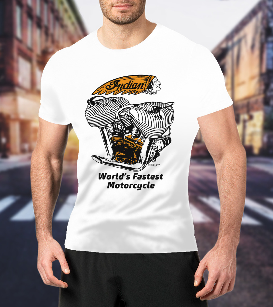 Indian World's Fastest Motorcycle Vintage Engine T-Shirt