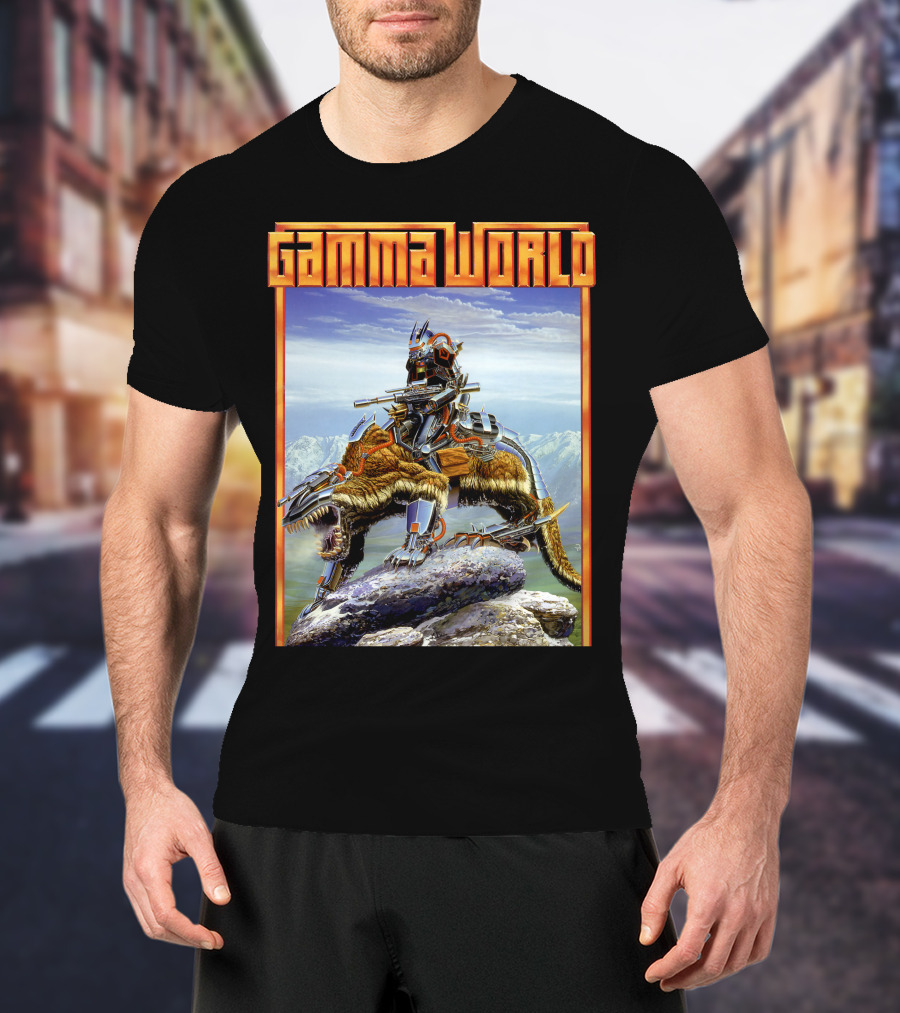 Gamma World Futuristic Cybernetic Dinosaur Adventure T-Shirt