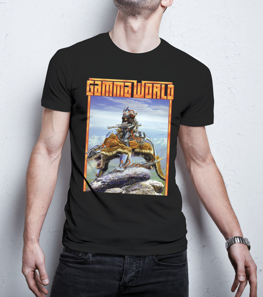 Gamma World Futuristic Cybernetic Dinosaur Adventure T-Shirt