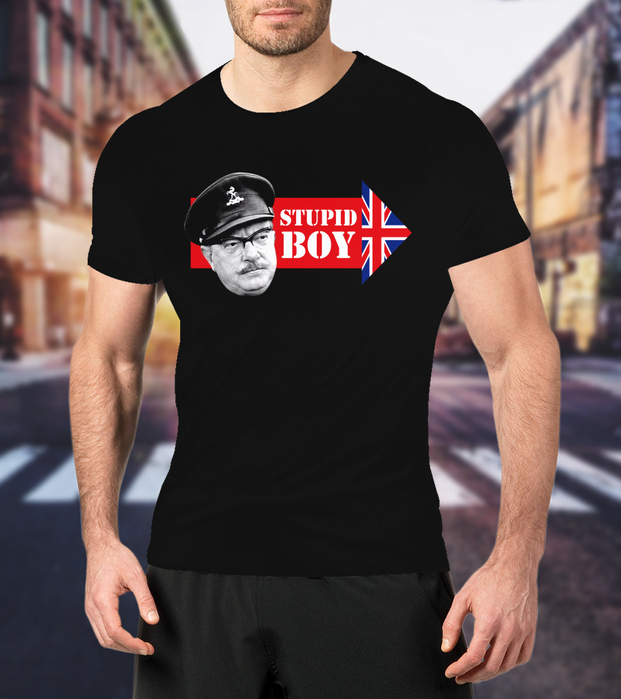 Dad's Army Stupid Boy British Flag Arrow T-Shirt