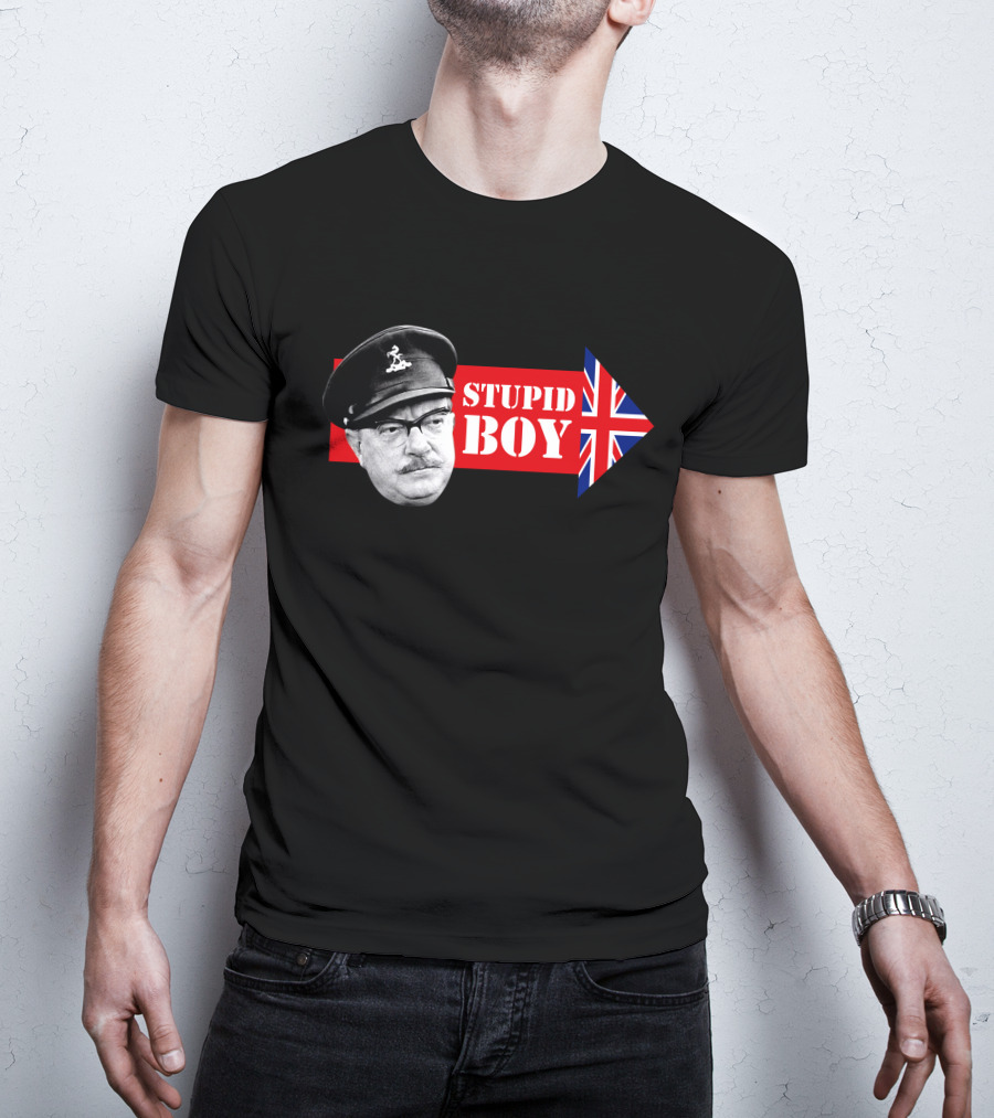 Dad's Army Stupid Boy British Flag Arrow T-Shirt