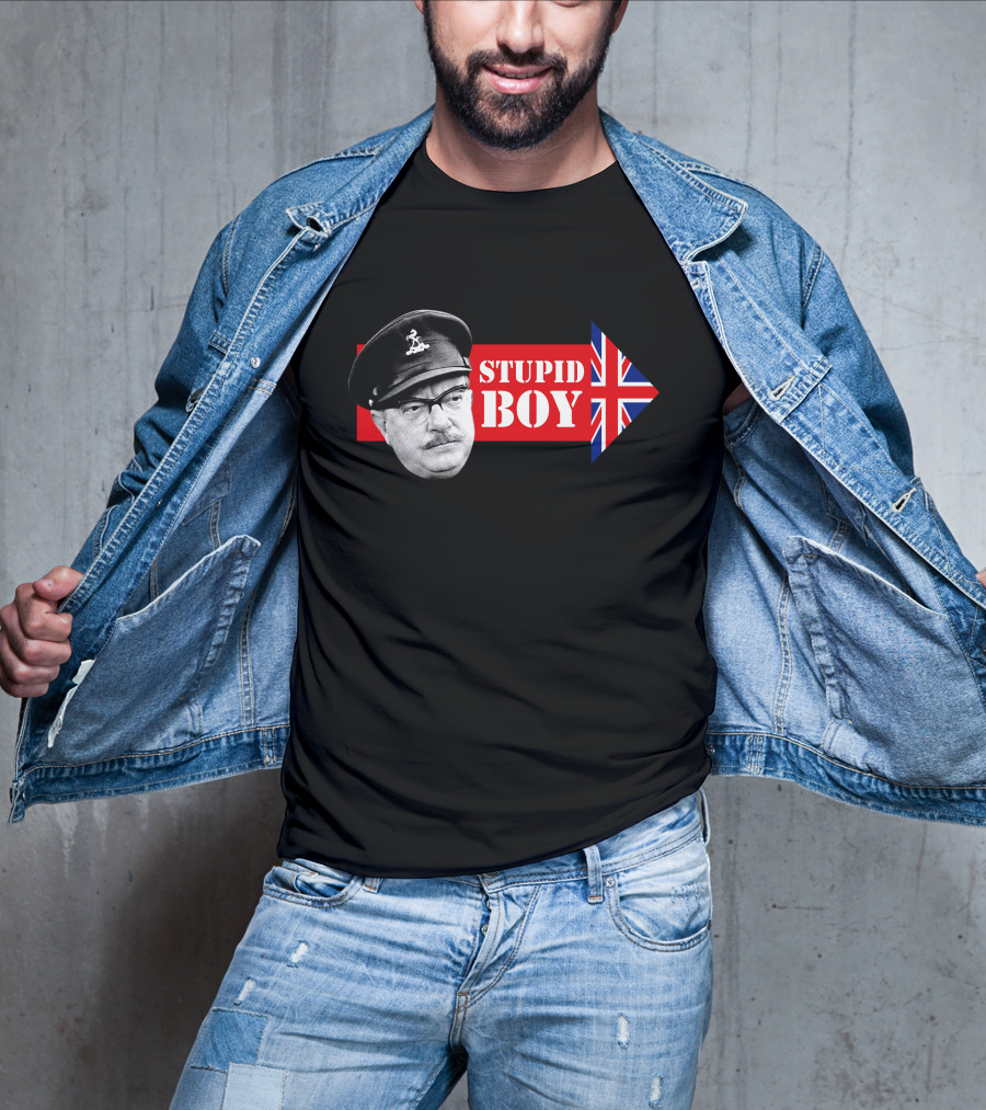 Dad's Army Stupid Boy British Flag Arrow T-Shirt
