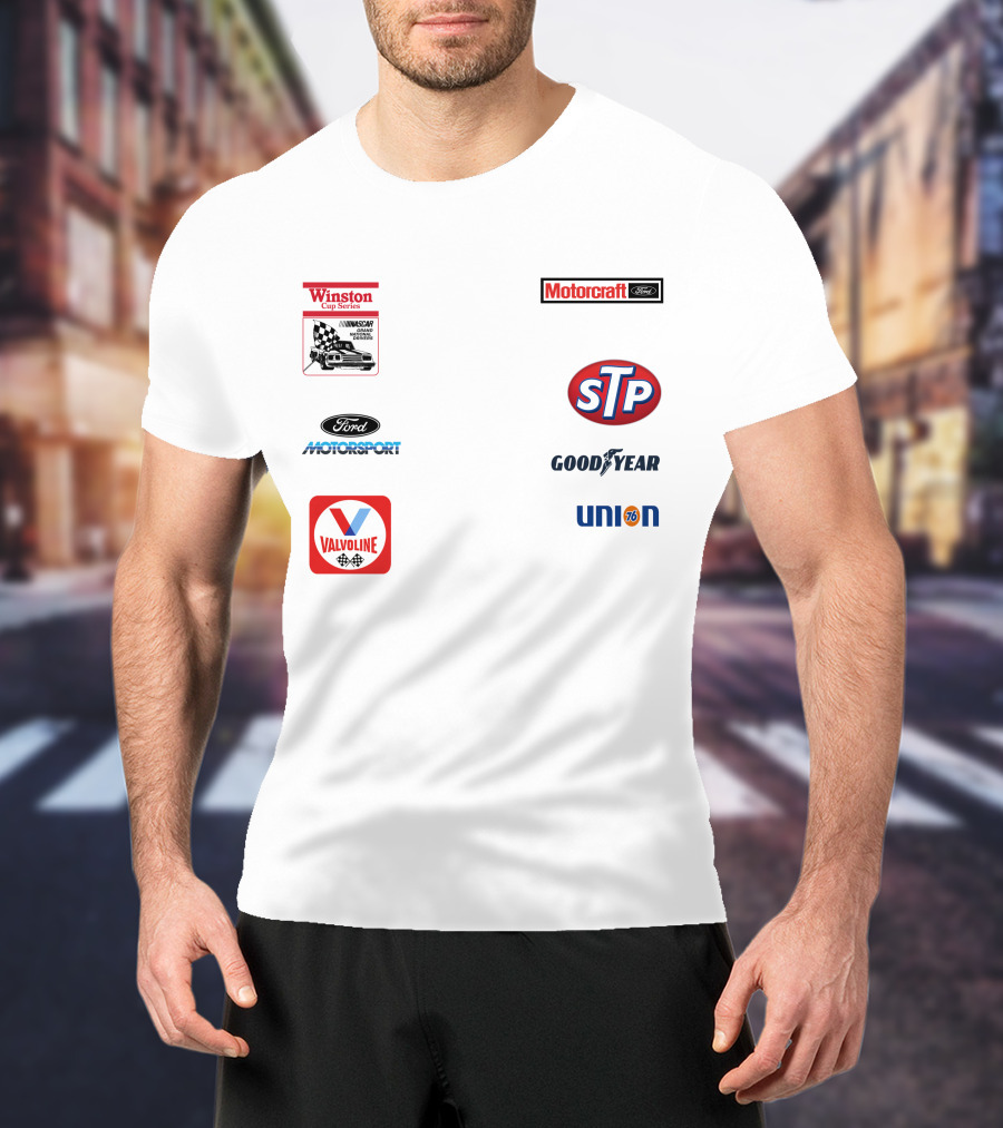Stroker Ace White Uniform Winston Cup Series Motorcraft Ford Motorsport STP Goodyear Union 76 Valvoline T-Shirt