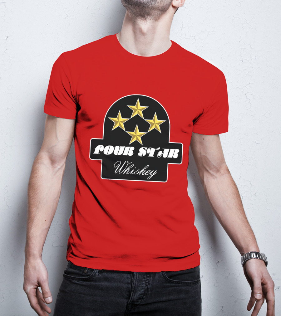 Stroker Ace Four Star Whiskey Gold Stars Emblem T-Shirt