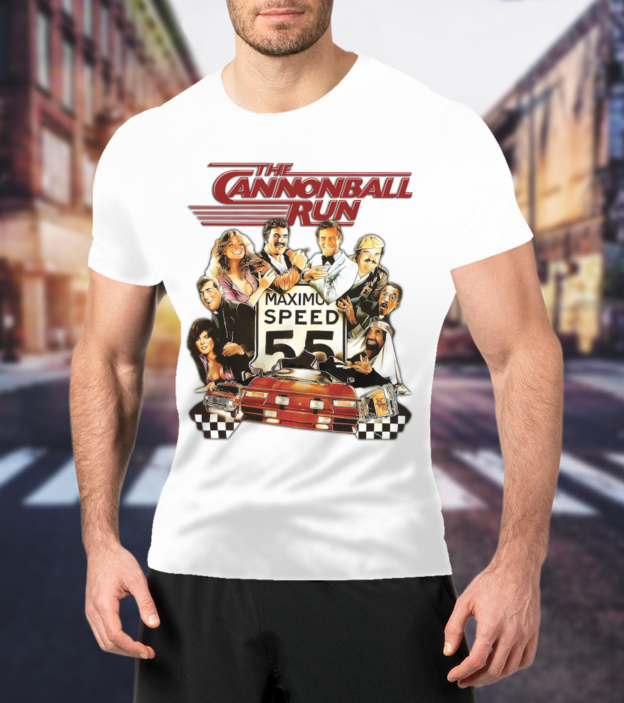 The Cannonball Run Maximum Speed 55 Red Car Racing Adventure T-Shirt