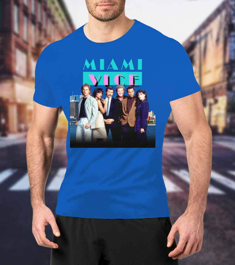 MIAMI VICE Retro Classic Cast Cityscape T-Shirt
