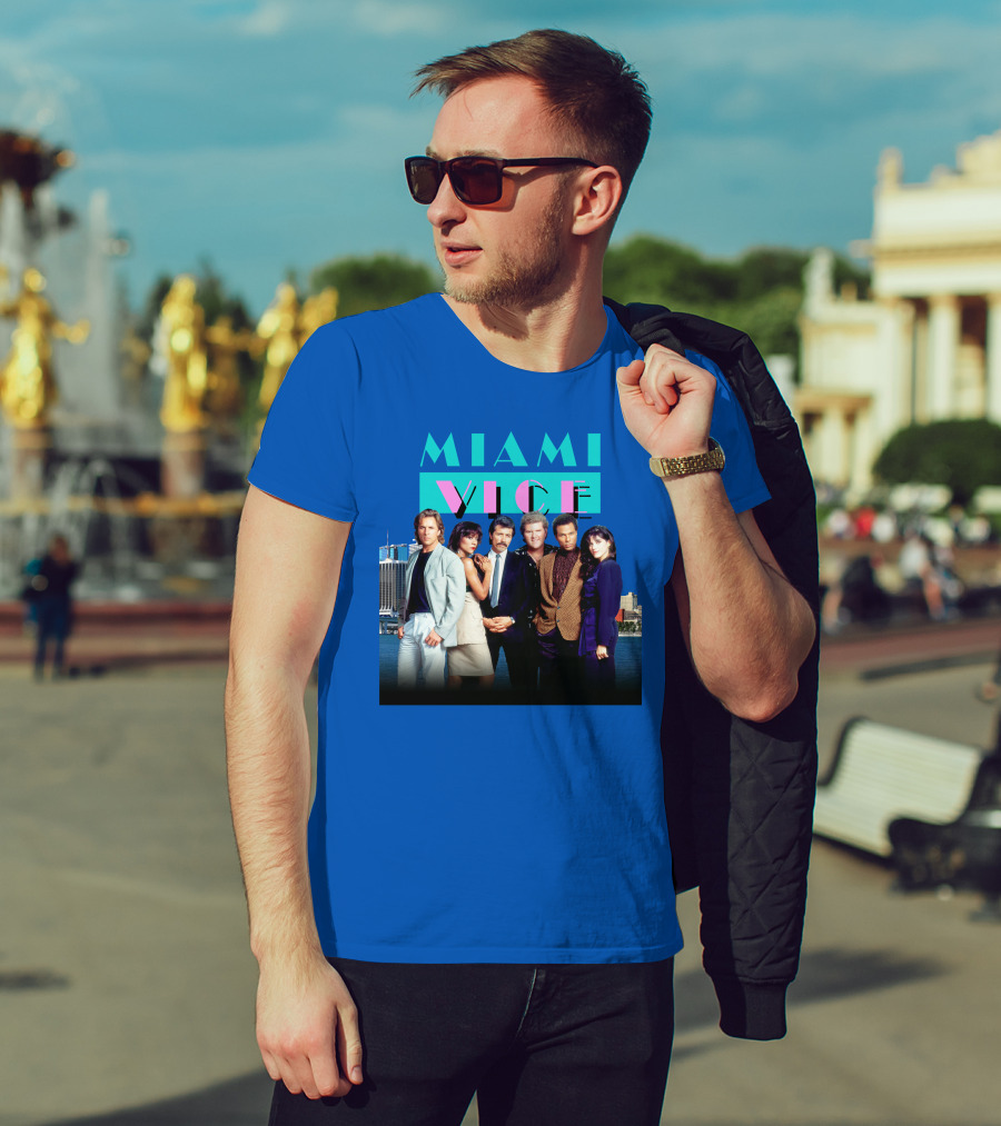 MIAMI VICE Retro Classic Cast Cityscape T-Shirt