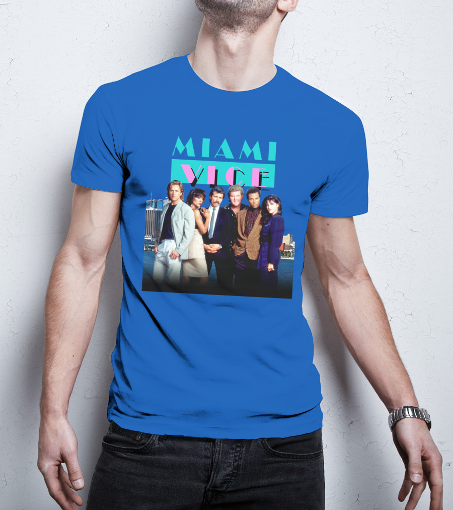 MIAMI VICE Retro Classic Cast Cityscape T-Shirt