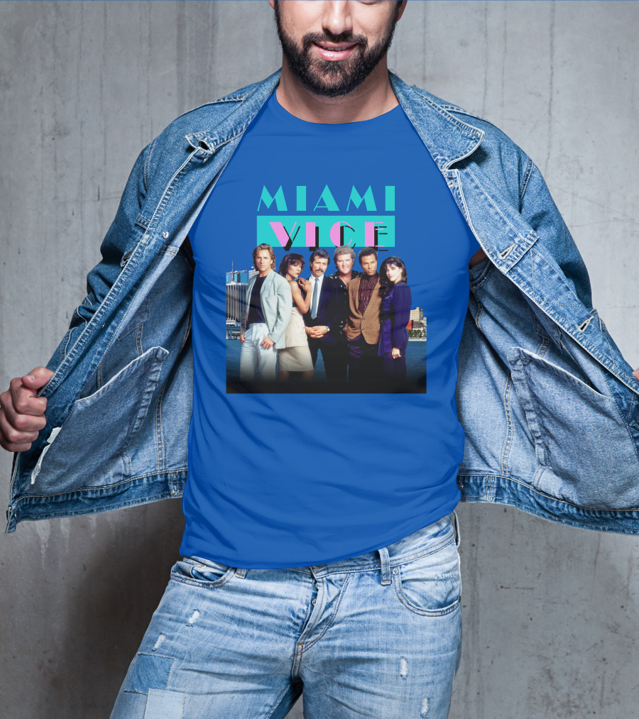 MIAMI VICE Retro Classic Cast Cityscape T-Shirt