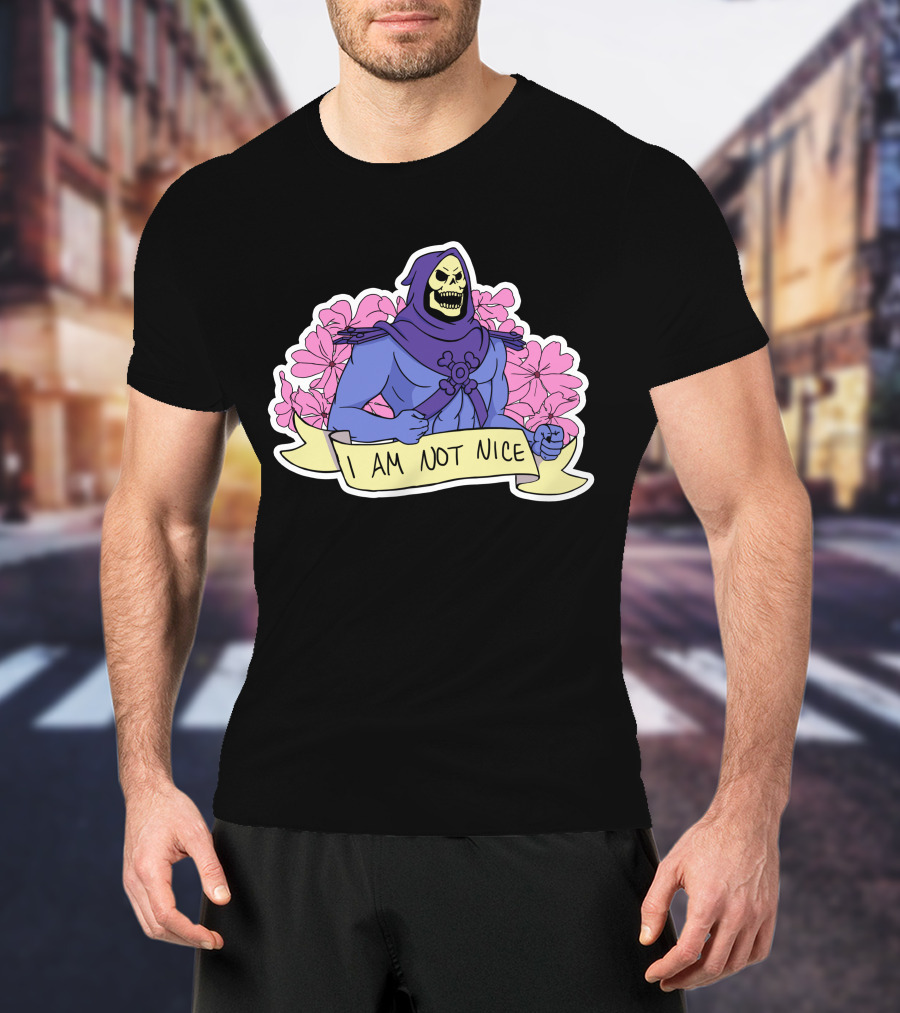 Skeletor I Am Not Nice Masters Of The Universe Floral Background T-Shirt