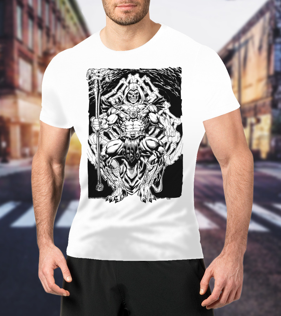 Skeletor Throne Artwork Masters Of The Universe Villain Motif T-Shirt