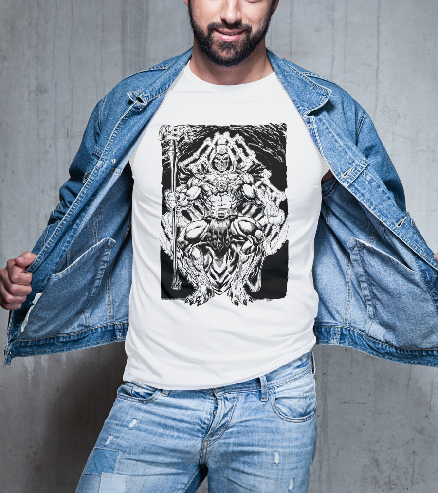 Skeletor Throne Artwork Masters Of The Universe Villain Motif T-Shirt