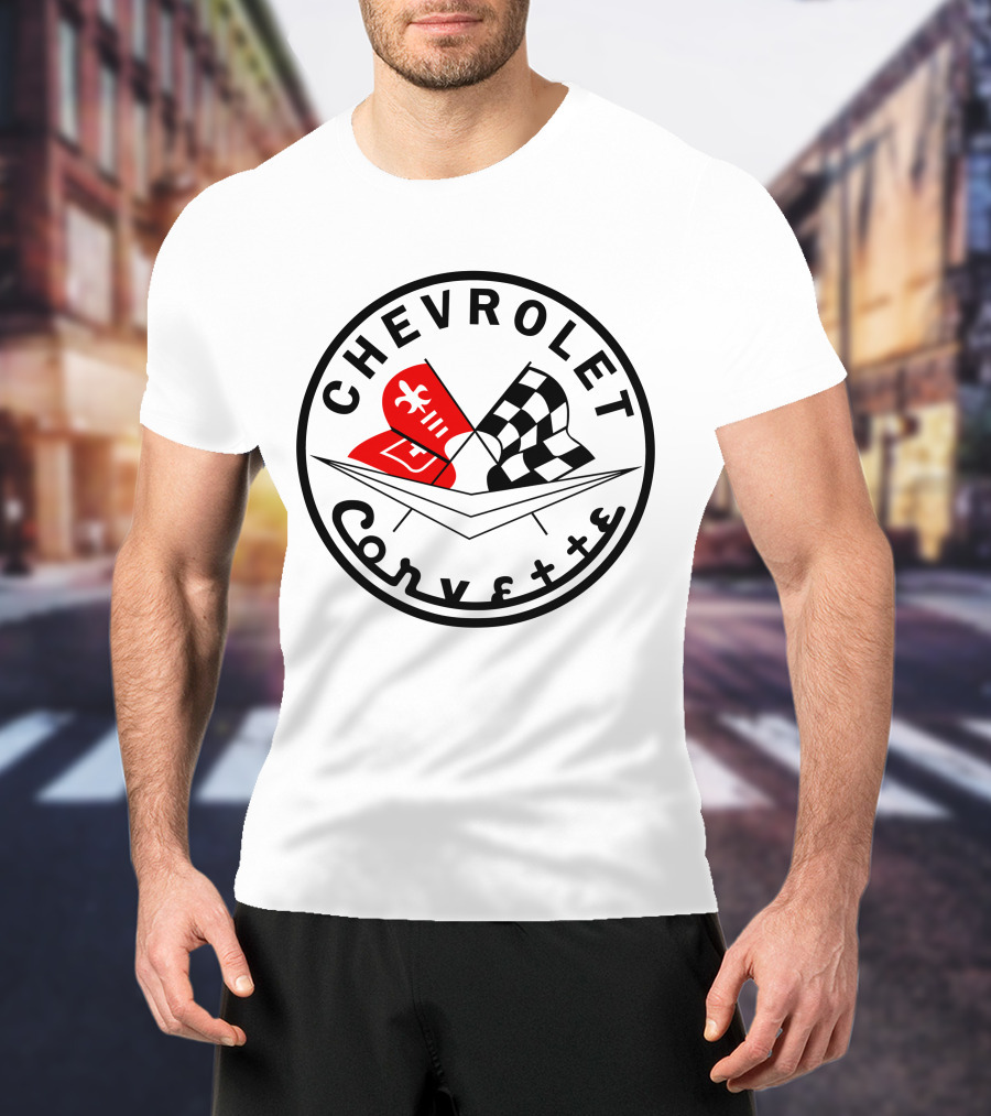 Chevrolet Corvette Racing Flag Logo Fleur-de-lis T-Shirt