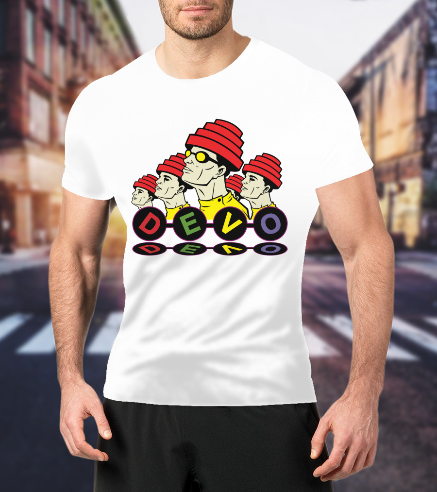 Devo Band Red Hats Yellow Shirts Sunglasses Iconic T-Shirt
