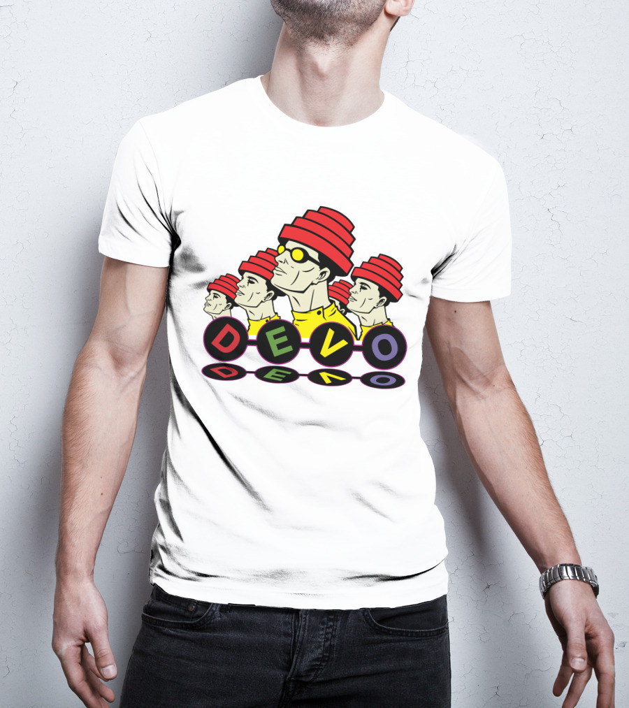 Devo Band Red Hats Yellow Shirts Sunglasses Iconic T-Shirt