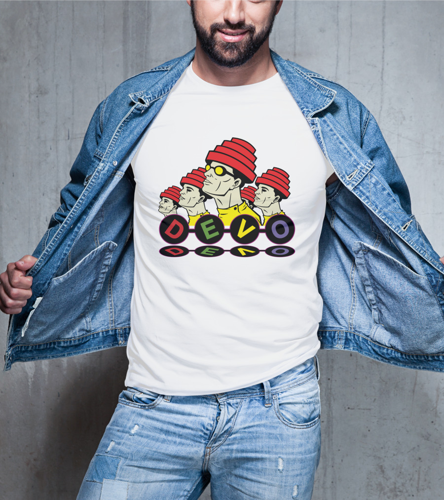 Devo Band Red Hats Yellow Shirts Sunglasses Iconic T-Shirt