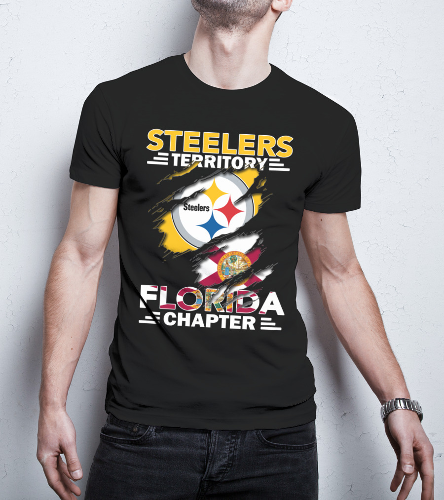 Steelers Territory Florida Chapter Steelers Logo State Flag T-Shirt
