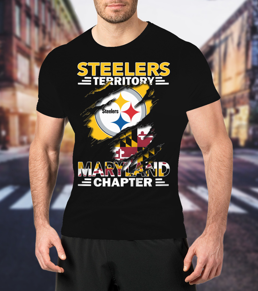 Steelers Territory Maryland Chapter Flag And Logo Mashup T-Shirt