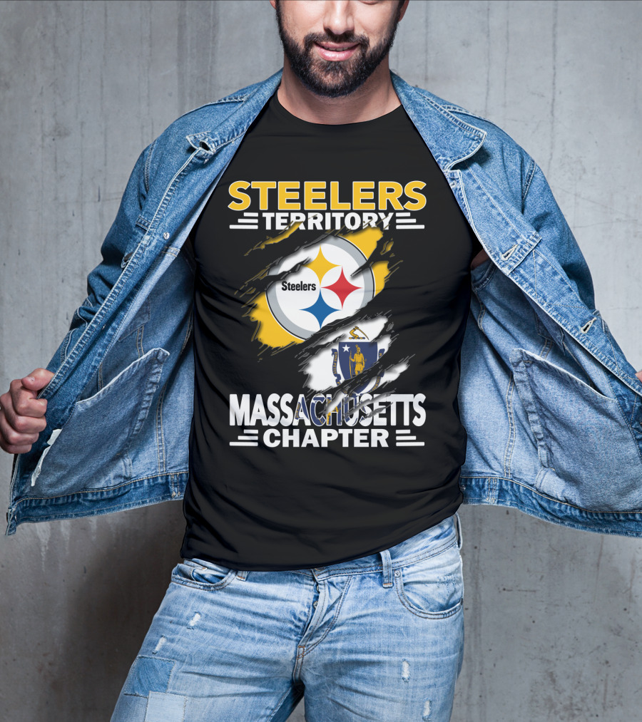 Steelers Territory Massachusetts Chapter Steelers Logo And Massachusetts State T-Shirt