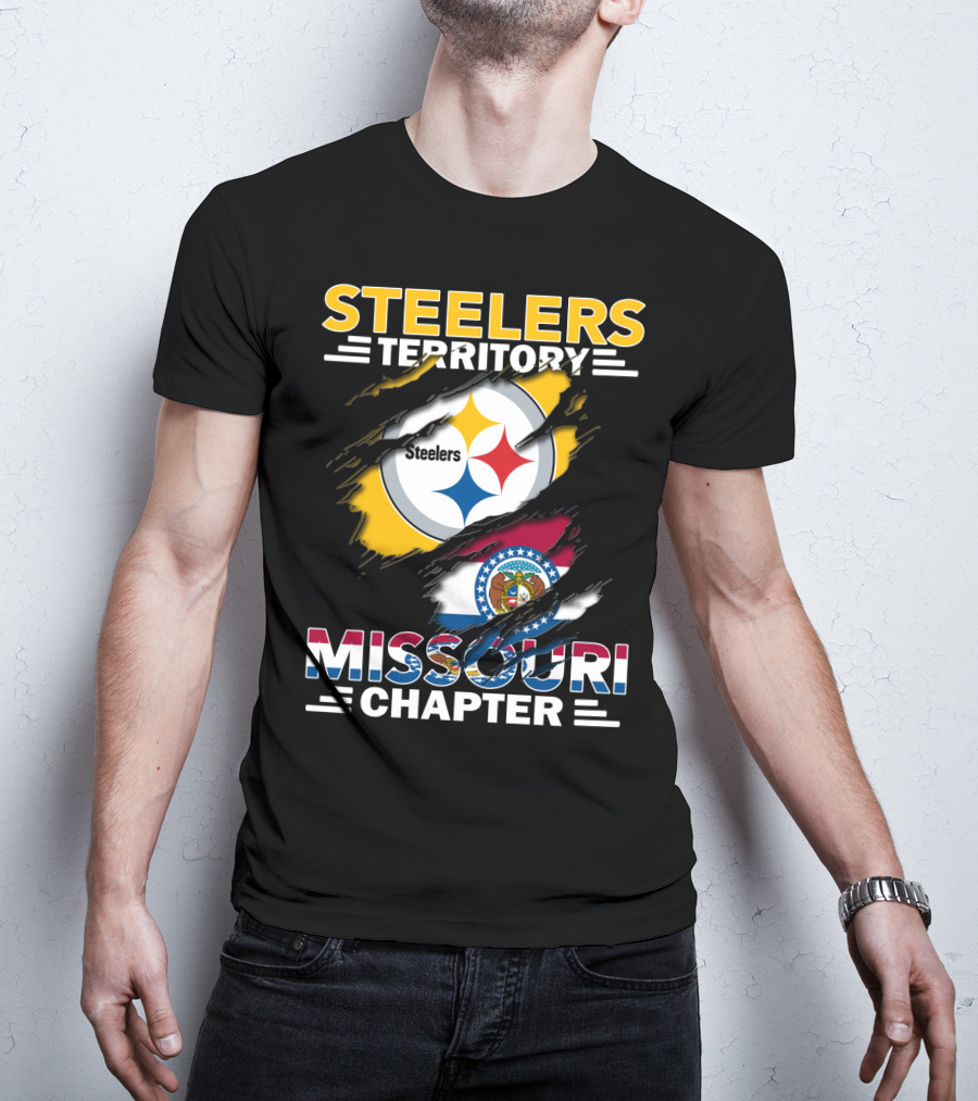 Steelers Territory Missouri Chapter Steelers Logo Missouri Flag T-Shirt