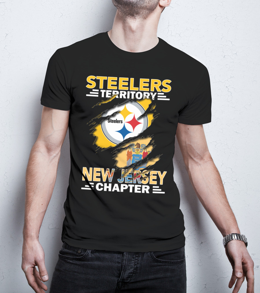 Steelers Territory New Jersey Chapter Steelers Logo With State Flag T-Shirt