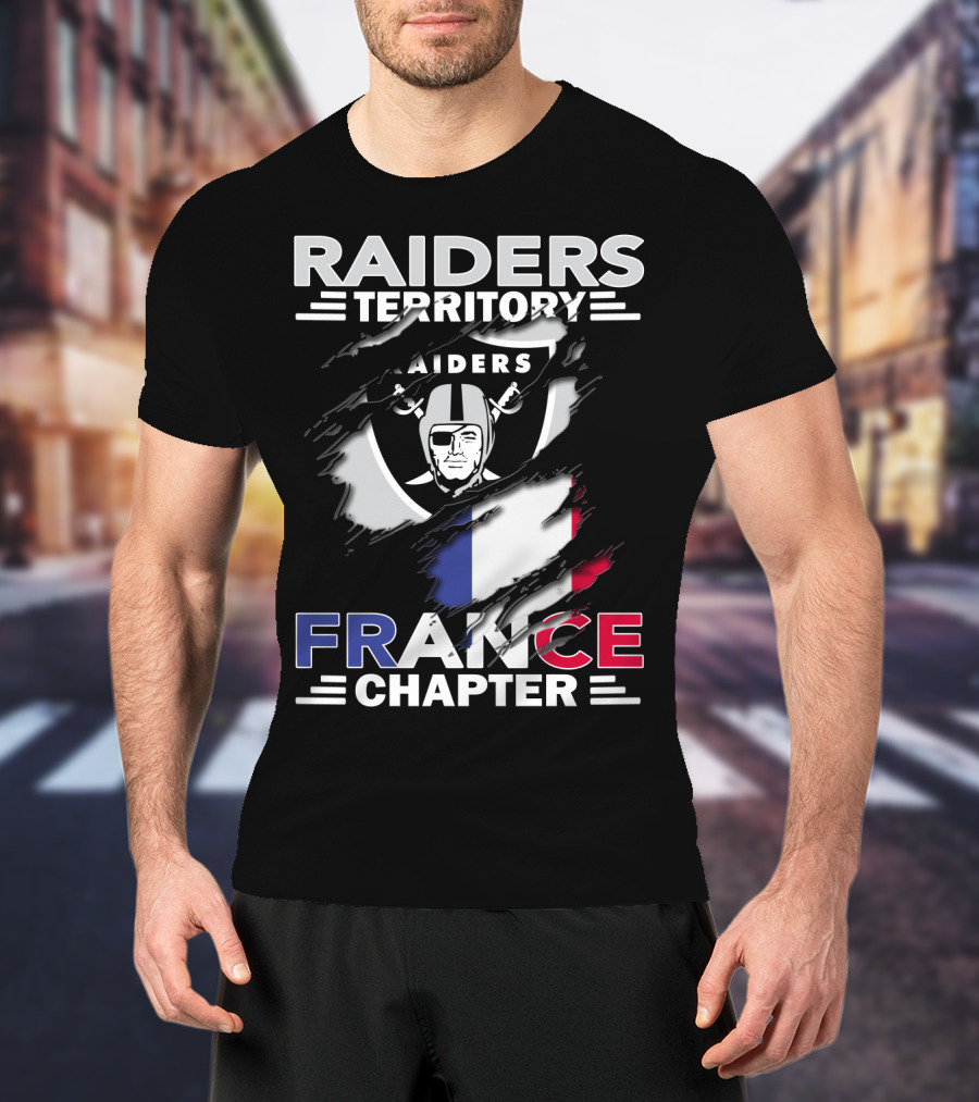 Raiders Territory France Chapter Flag And Shield T-Shirt