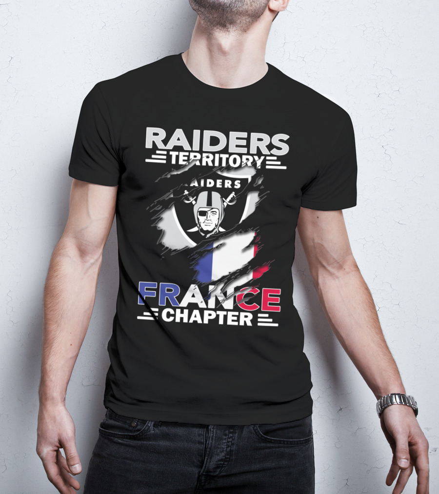 Raiders Territory France Chapter Flag And Shield T-Shirt