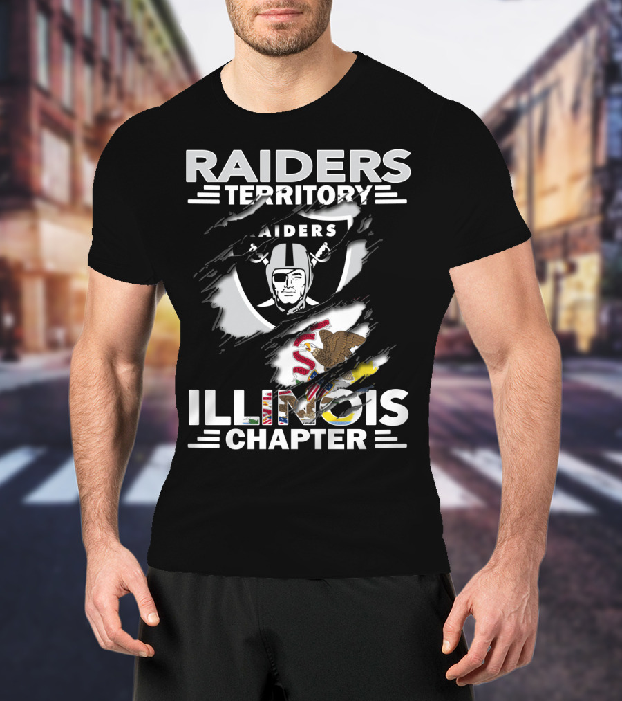 Raiders Territory Illinois Chapter Raiders Logo Illinois State Flag T-Shirt