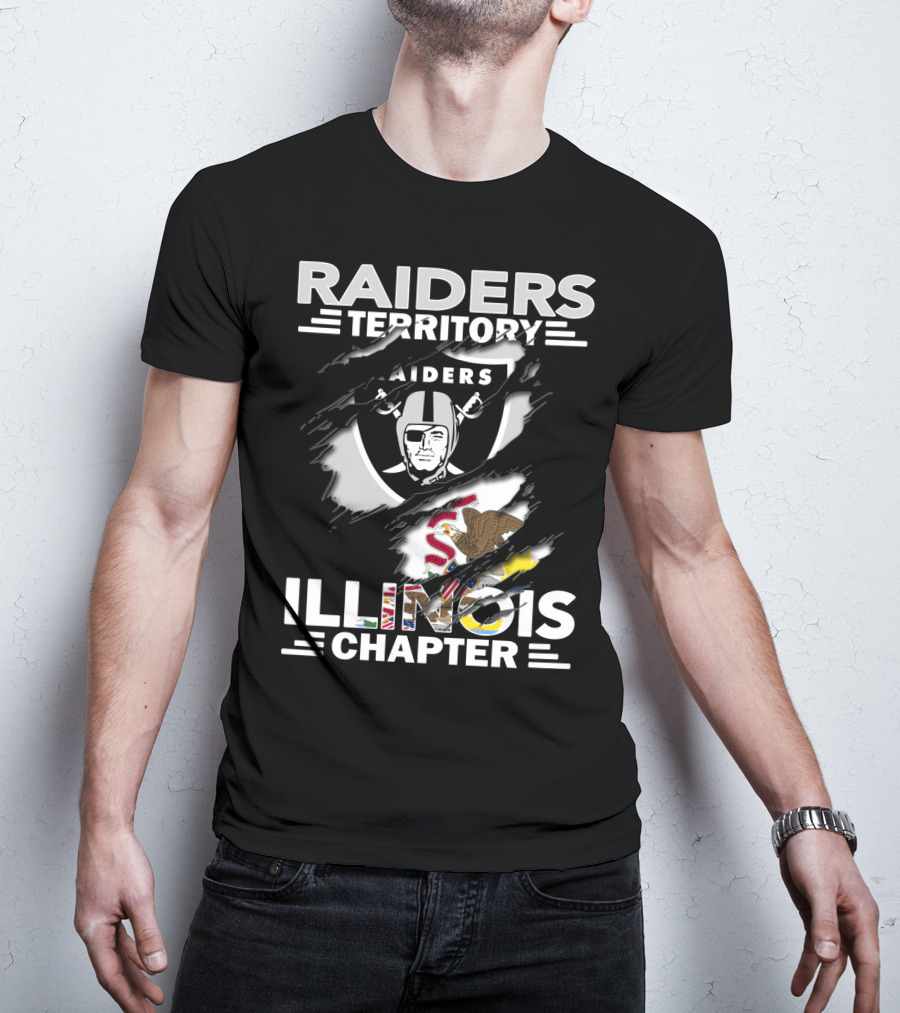 Raiders Territory Illinois Chapter Raiders Logo Illinois State Flag T-Shirt