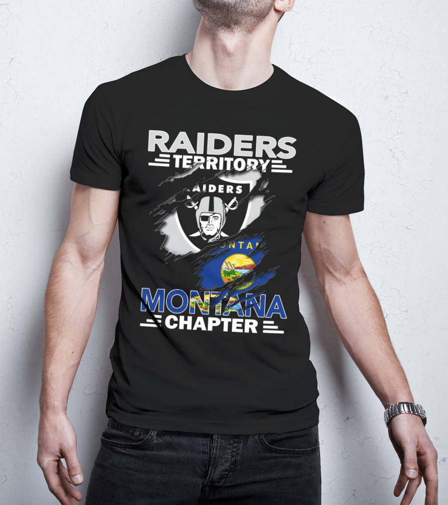 Raiders Territory Montana Chapter Raiders Logo And Montana State Flag T-Shirt