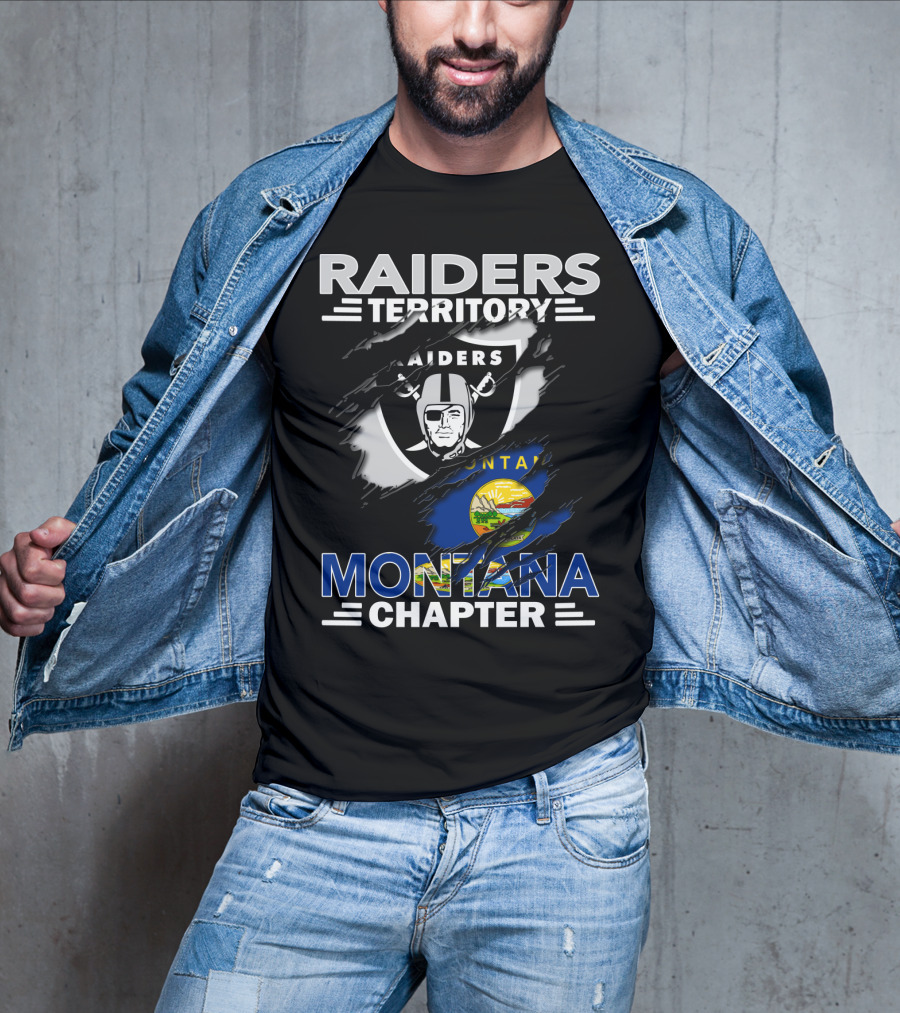 Raiders Territory Montana Chapter Raiders Logo And Montana State Flag T-Shirt