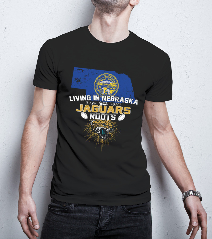 Living In Nebraska With Jaguars Roots Nebraska State Seal Football Jaguar T-Shirt
