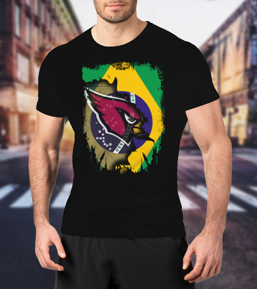 Together Brazil With Arizona Cardinals Flag Fusion T-Shirt